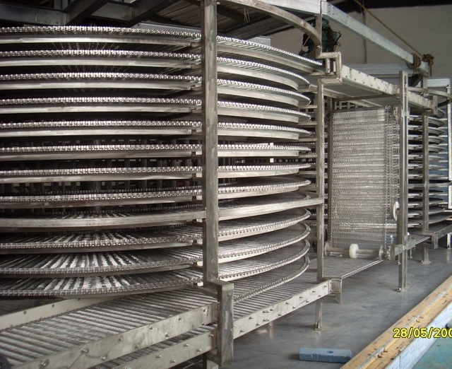 高效双螺旋速冻机2000kg/h应用于食品工业速冻